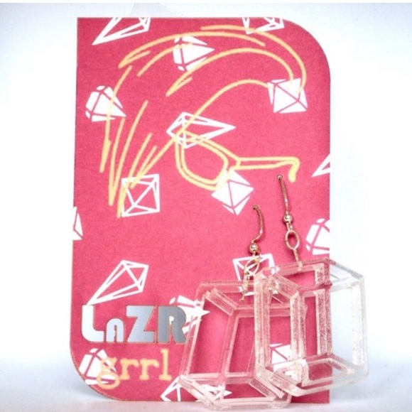 Transparent Prism Earrings - Orthorhombic Lucite - Picture 3 of 7